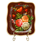 Поднос с авторской росписью "Цветы" 24х20 см