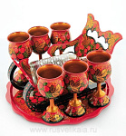 0012636 Хохлома Набор "САНИ"; Конфетница+ 6 бокалов+ поднос