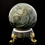 0054627/9134/П Златоуст Шар"Антистресс"Большой  на подставке Офиокальцит 140мм 5900гр