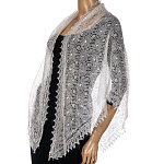 0061339  Пуховый платок КОСЫНКА БЕЛАЯ (спицами)