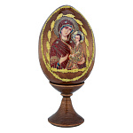 0070959/7см ЯЙЦО ПАСХАЛЬНОЕ С ЛИКОМ 'БОЖЬЯ МАТЕРЬ"на подставке 11см  (дерево)