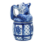0076889  ГЖЕЛЬ медовница " МЕДВЕДЬ на БОЧКЕ" высота 16 с