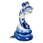  ГЖЕЛЬ Скульптура Символ года 2025 ЗМЕЯ ЗИГГИ,  h=7,5 см