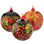 0033621-D=80мм  Хохлома Сувенир ЕЛ.ИГРУШКА ШАР "СИМВОЛ ГОДА"