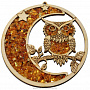 Магнит сувенирный с янтарем "Сова на месяце", фотография 1. Интернет-магазин ЛАВКА ПОДАРКОВ