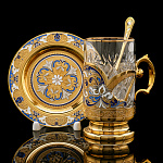  Златоуст Набор "Подстаканник с блюдцем" , эмаль