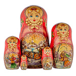 Матрешка "Русская зима. Тройка" 5 мест