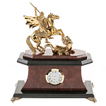 0074731 Нат.камень Часы "Георгий Победоносец"