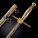 0013224 Златоуст Кортик "Адмиральский" дамаск, драг. камни KRA- в П/У