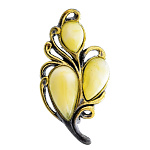 0049764/2124.4 Брошь Винтажный Листик 9 (белый)