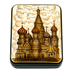 200965 ШКАТУЛКА  с росписью"МОСКВА. Храм Василия Блаженного",9*8*3 см