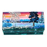 0072813/1078 Нат.камень ШКАТУЛКА   с рисунком Змеевик 145*75*75 ММ