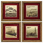 0011312 ПАННО сувенирные РЖД в Наборе 4 шт (сус.золото)15*15см в П/Уфлок