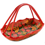 27009/Н  Хохлома Сухарница "КОРЗИНКА" ТРИ РУЧКИ 26*29см