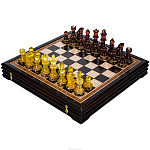 Шахматы с янтарными фигурами 41х41 см