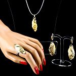 0025538 Серебро 925 Комплект серьги 8-10гг; кольцо 6,06г, подвеска 4-5гг