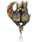 0071521/3400.4 Брошь Коты Лунное свидание (коньячный)