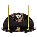 0060080 Набор офисный "Овальный" (часы, 2 ручки) 1 предмет, Обсидиан