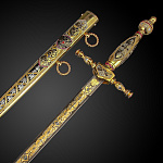 0010691 Златоуст Оружие сувенирное КОРТИК "Адмиральский"с символикой дамаск в П/У