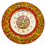 0068980  Хохлома ЧАСЫ настенные "ВЕСНА" d-32см кудрина красная СЧК-59