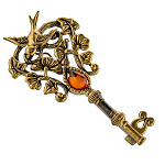 Брошь с янтарем "Ключик. Ласточка"