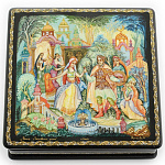 22200/№1 Лаковая миниатюра Шкатулка "Ратмир у волшебного замка" (АР Путилова И) 12*12см (726-1)