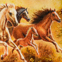 Картина янтарная "Кони с жеребенком" 40х60 см, фотография 2. Интернет-магазин ЛАВКА ПОДАРКОВ