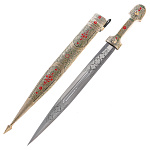 0072758 Оружие сувенирное КИНЖАЛ "ИРБИС" (металл, эмаль) зел 52см