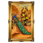 300682-НП Картина Янтарная Композиция "ПАВЛИН"70*120 см