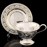 0048073 Серебро 875* ЧАЙНАЯ ПАРА гравировка, чернение серебра в П/У 207,6