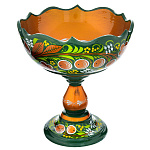 0020288/15*14см-зел/рез Хохлома ФРУКТОВНИЦА/КОНФЕТНИЦА 15*14см в ас