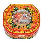 202698/12*10см-овал Хохлома Шкатулка "СЮЖЕТ/ Цветной" Р 31 С 1137