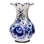 /зол Гжель Ваза "Флора"  в золоте 25*15см Авт. Алехин С.С.