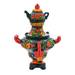 Сувенирный самовар-шкатулка "Клубника". Хохлома