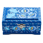 0069965/12*8см-ЗИМА  Хохлома Шкатулка ЗИМА/ЦВЕТЫ син Н0003