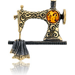 0059735/2134.4 Брошь ШВЕЙНАЯ МАШИНКА (коньячный)