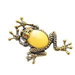 0045253/387.4 Брошь Лягушка с кабашоном (белый)