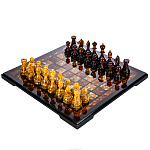 Шахматы с инкрустацией и фигурами из янтаря "Жемчужина Питера" 43х43 см