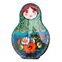 Брошь с ручной росписью "Жостово. Матрешка" (в ассортименте), фотография 1. Интернет-магазин ЛАВКА ПОДАРКОВ