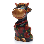 0055896 Хохлома СИМВОЛ ГОДА 2021 Бык "Гаврюша сид"9*6*6 см (фарфор)