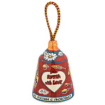 0074424 Сувенир  КОЛОКОЛЬЧИК "ИЗ РОССИИ С ЛЮБОВЬЮ"крас керамика 5 см