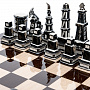 Шахматы деревянные с фарфоровыми фигурами "Нефть". Гжель, фотография 2. Интернет-магазин ЛАВКА ПОДАРКОВ