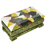 2127/2316 Нат.камень Шкатулка "Купюра" С МОЗАИКОЙ змеевик