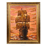 Картина янтарная "Корабль-парусник" 60х80 см