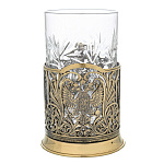 100549 Подстаканник латунь с черн. ГЕРБ РФ литой