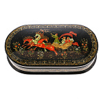 0044921/16*9см  Лаковая миниатюра Палех ШКАТУЛКА "Тройка" Кузнецова