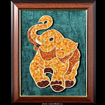 0024608 Янтарь КАРТИНА-ПАННО "Слон" 50*26см в раме