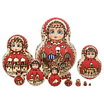 0028383  Матрешка "МОСКВА" 10мест 14см 