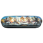 0072499 ШКАТУЛКА-ПЕНАЛ с художественной росписью Зима перламутр 19,5*5*3 см