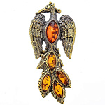 0051078/1038.4 Брошь Жар Птица маленькая (коньячный)